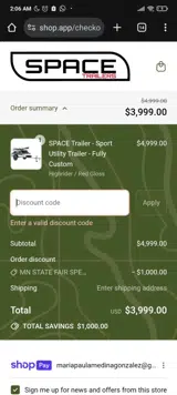 DefineYourSpace coupon verification screenshot