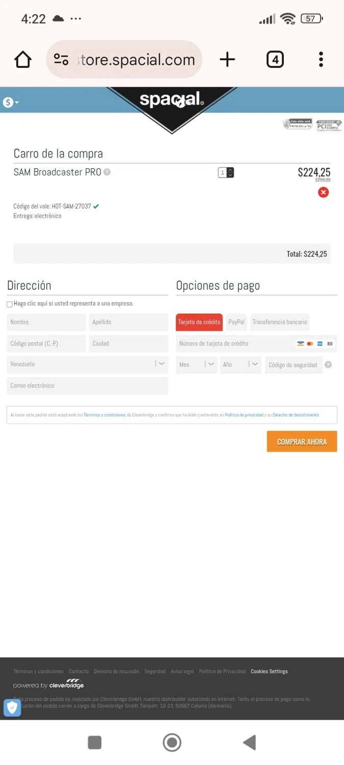 Spacial promo code screenshot showing code HOT-SAM-27037 applied at Spacial checkout page. Uploaded by SimplyCodes community member LuzMaria on Feb 10, 2025