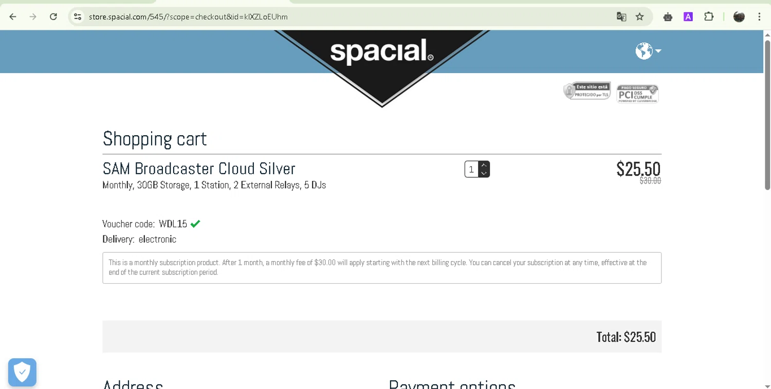 Spacial checkout page showing Spacial promo code box | Screenshot taken by SimplyCodes community member on Apr 2, 2025