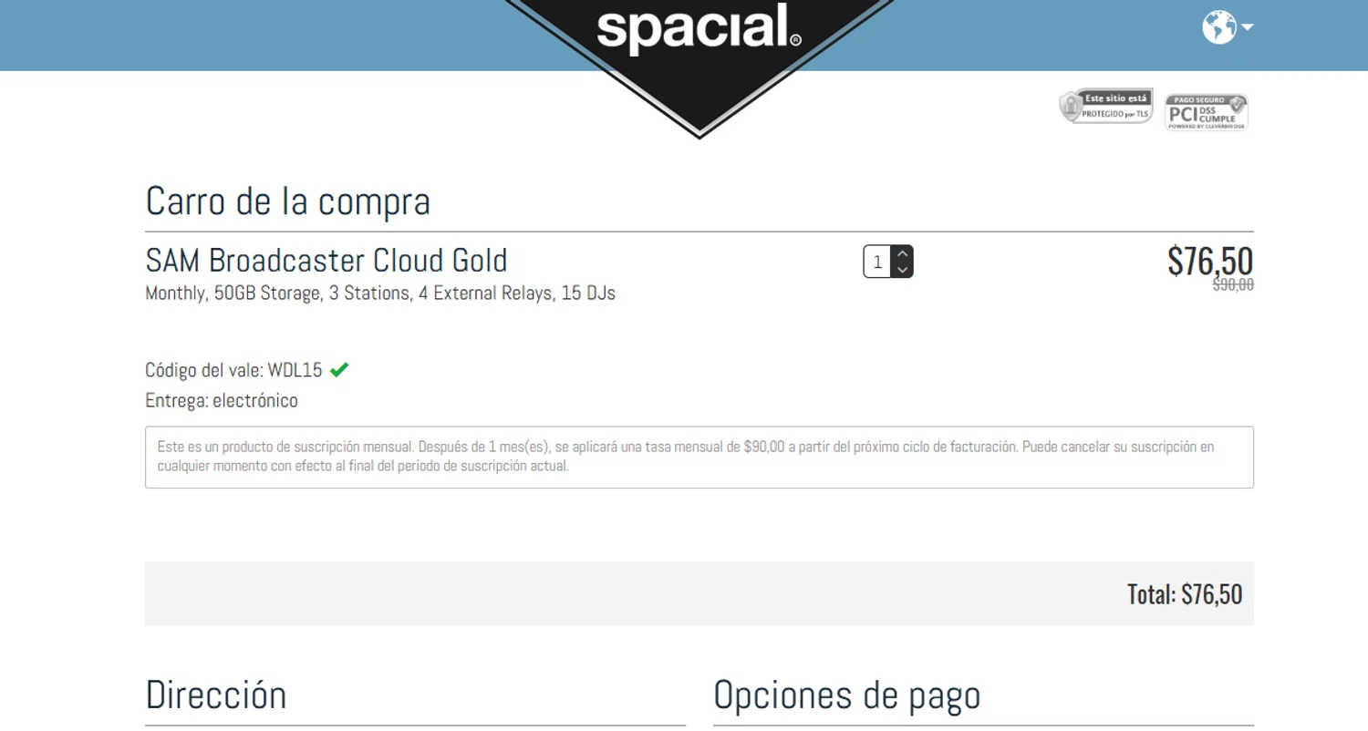 Spacial promo code screenshot showing code WDL15 applied at Spacial checkout page. Uploaded by SimplyCodes community member NPGF10 on Apr 25, 2025