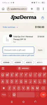 KREN50 coupon verification screenshot