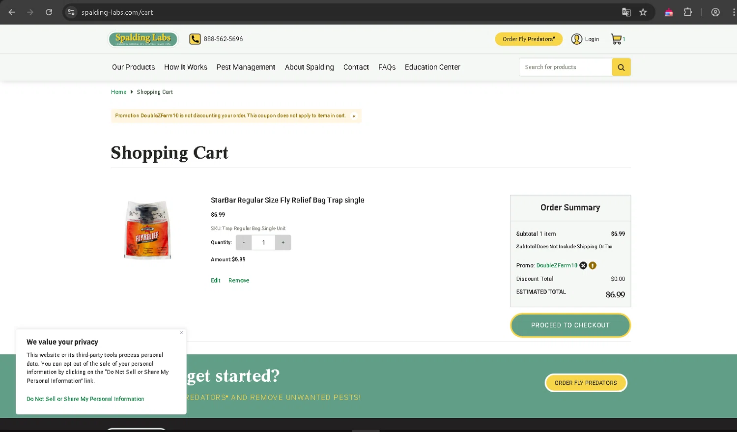 Spalding Labs promo code screenshot showing code Doublezfarm10 applied at Spalding Labs checkout page. Uploaded by SimplyCodes community member Wilmitus on Apr 12, 2025