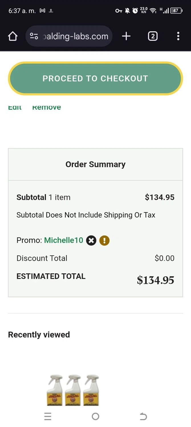 Spalding Labs promo code screenshot showing code MICHELLE10 applied at Spalding Labs checkout page. Uploaded by SimplyCodes community member annehathaway on Jan 31, 2025