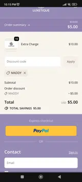 MADDY coupon verification screenshot