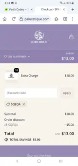 5QEQA coupon verification screenshot