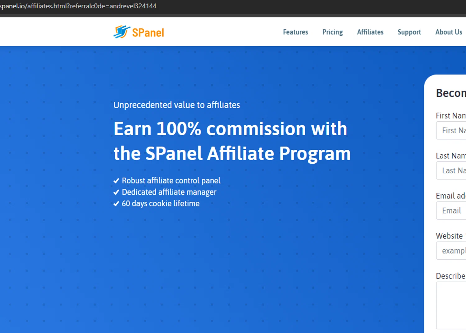 SPanel checkout page showing SPanel promo code box | Screenshot taken by SimplyCodes community member on Apr 1, 2024