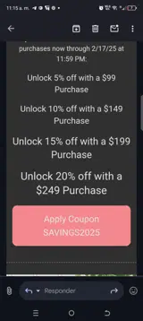 Savings2025 coupon verification screenshot