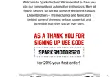 sparksmotors20 coupon verification screenshot