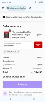 SAVENOX10 coupon verification screenshot