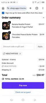HEALTHYFOOD coupon verification screenshot