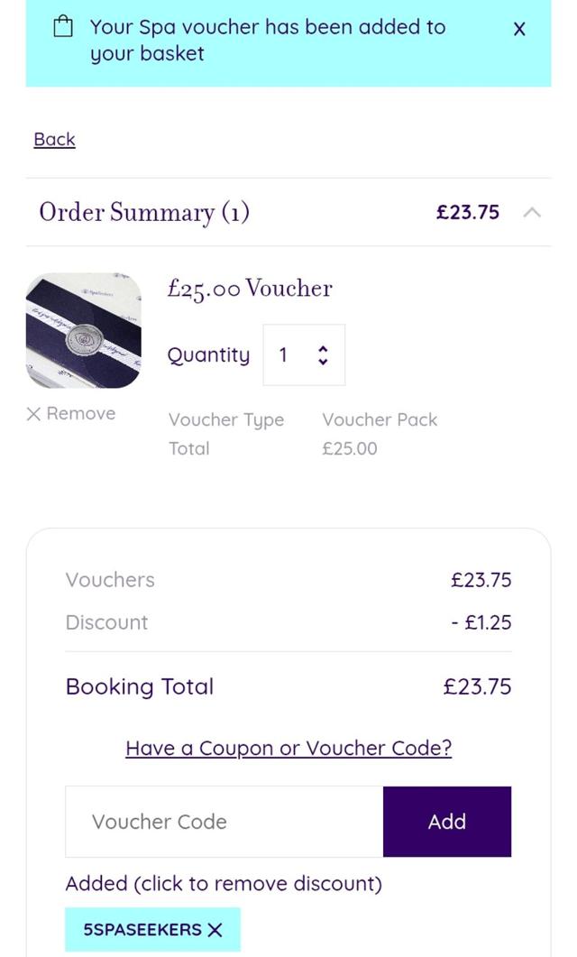 SpaSeekers checkout page showing SpaSeekers promo code box | Screenshot taken by SimplyCodes community member on May 28, 2025