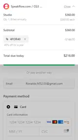 4FOR40 coupon verification screenshot