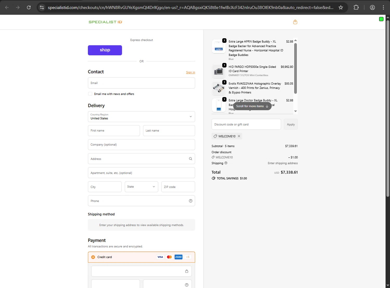 Specialist ID checkout page showing Specialist ID discount code box | Screenshot taken by SimplyCodes community member on Feb 5, 2026