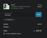 TOSHIA25 coupon verification screenshot