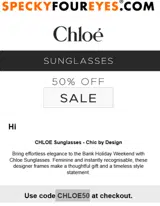 CHLOE50 coupon verification screenshot