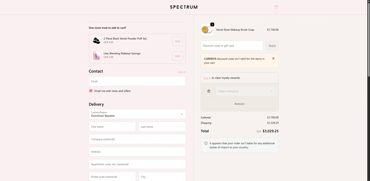 Spectrum Collections checkout page showing Spectrum Collections promo code box | Screenshot taken by SimplyCodes community member on Feb 5, 2026