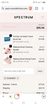 Spectrum Collections coupon verification screenshot