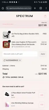 Spectrum Collections coupon verification screenshot