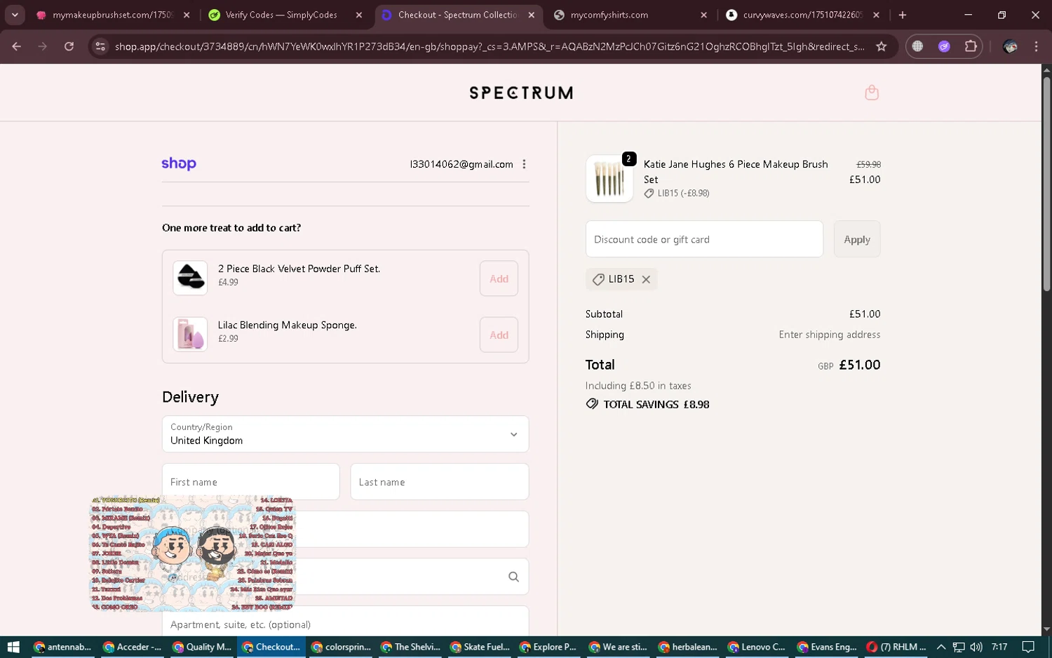 Spectrum Collections checkout page showing Spectrum Collections promo code box | Screenshot taken by SimplyCodes community member on Jan 13, 2026