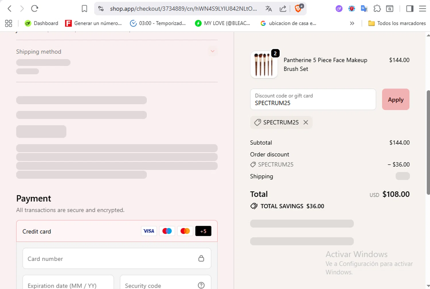 Spectrum Collections promo code screenshot showing code SPECTRUM25 applied at Spectrum Collections checkout page. Uploaded by SimplyCodes community member VoucherFalcon3942 on Oct 23, 2025