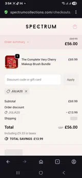 Julia20 coupon verification screenshot