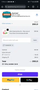 Speed Cleaning coupon verification screenshot
