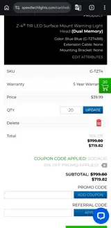 SOCIAL10 coupon verification screenshot