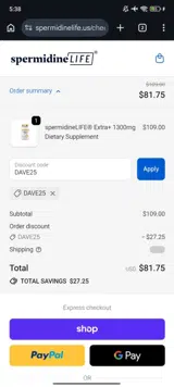 DAVE25 coupon verification screenshot