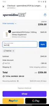 NAT20 coupon verification screenshot