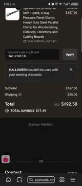 HALLOWEEN coupon verification screenshot