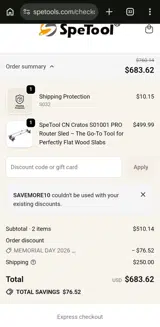 SAVEMORE10 coupon verification screenshot