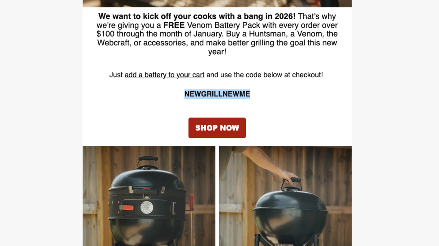 Spider Grills discount code screenshot showing code NEWGRILLNEWME applied at Spider Grills checkout page. Uploaded by SimplyCodes community member ELOIN777 on Jan 7, 2026