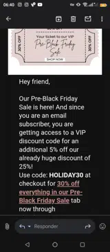 HOLIDAY30 coupon verification screenshot