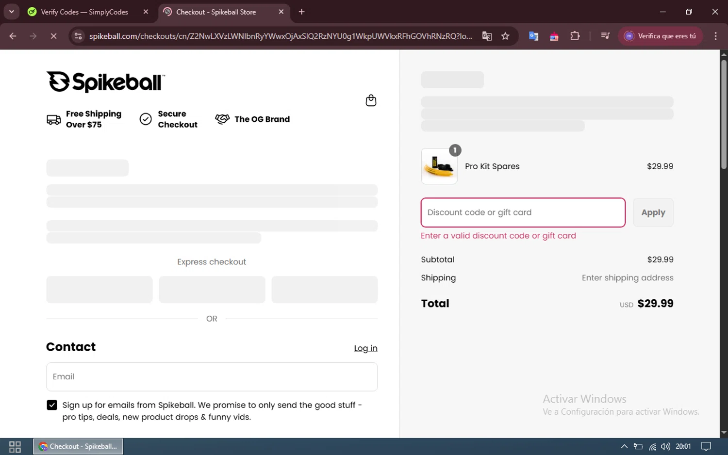 Spikeball discount code screenshot showing code THANKYOUINNERCIRCLE applied at Spikeball checkout page. Uploaded by SimplyCodes community member WiseCurator3690 on May 1, 2025