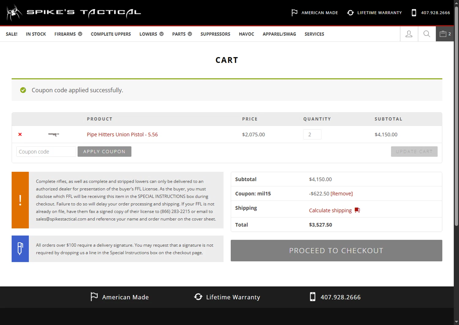 Spikes Tactical checkout page showing Spikes Tactical promo code box | Screenshot taken by SimplyCodes community member on May 24, 2025