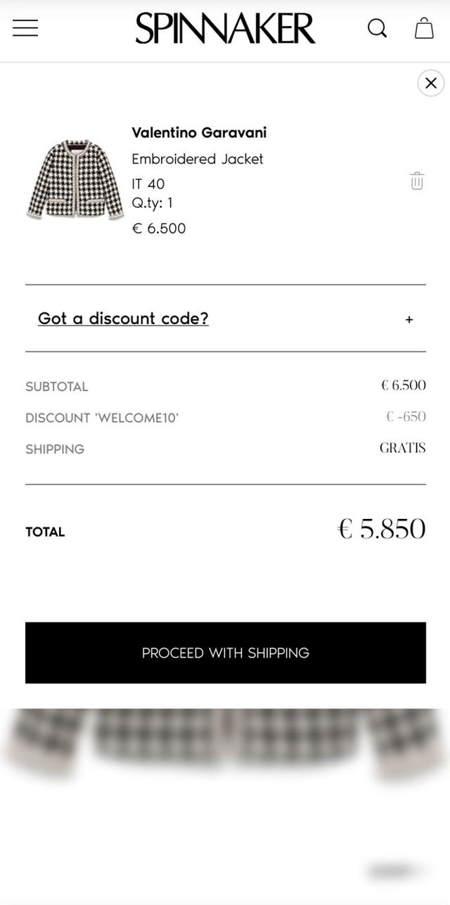 Spinnaker Boutique checkout page showing Spinnaker Boutique promo code box | Screenshot taken by SimplyCodes community member on Jan 7, 2025