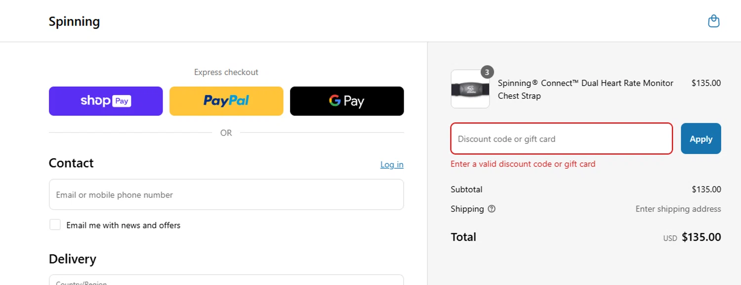 Spinning.com coupon code screenshot showing code READYTORIDE10 applied at Spinning.com checkout page. Uploaded by SimplyCodes community member Eminem on Mar 31, 2025