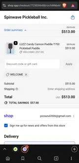 WELCOME coupon verification screenshot