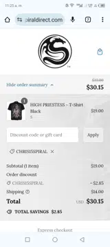 CHRIS15SPIRAL coupon verification screenshot