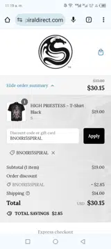 BNOIR15SPIRAL coupon verification screenshot