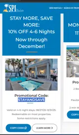 SPI Rentals coupon verification screenshot
