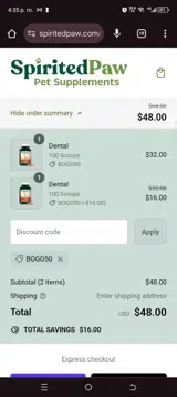 Bogo50 coupon verification screenshot
