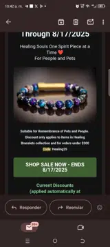 Healing25 coupon verification screenshot