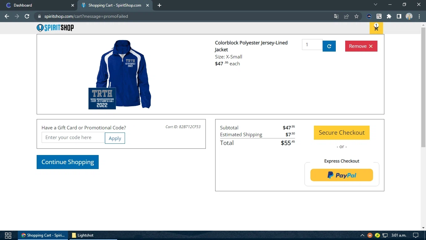 SpiritShop checkout page showing SpiritShop discount code box | Screenshot taken by SimplyCodes community member on May 2, 2022