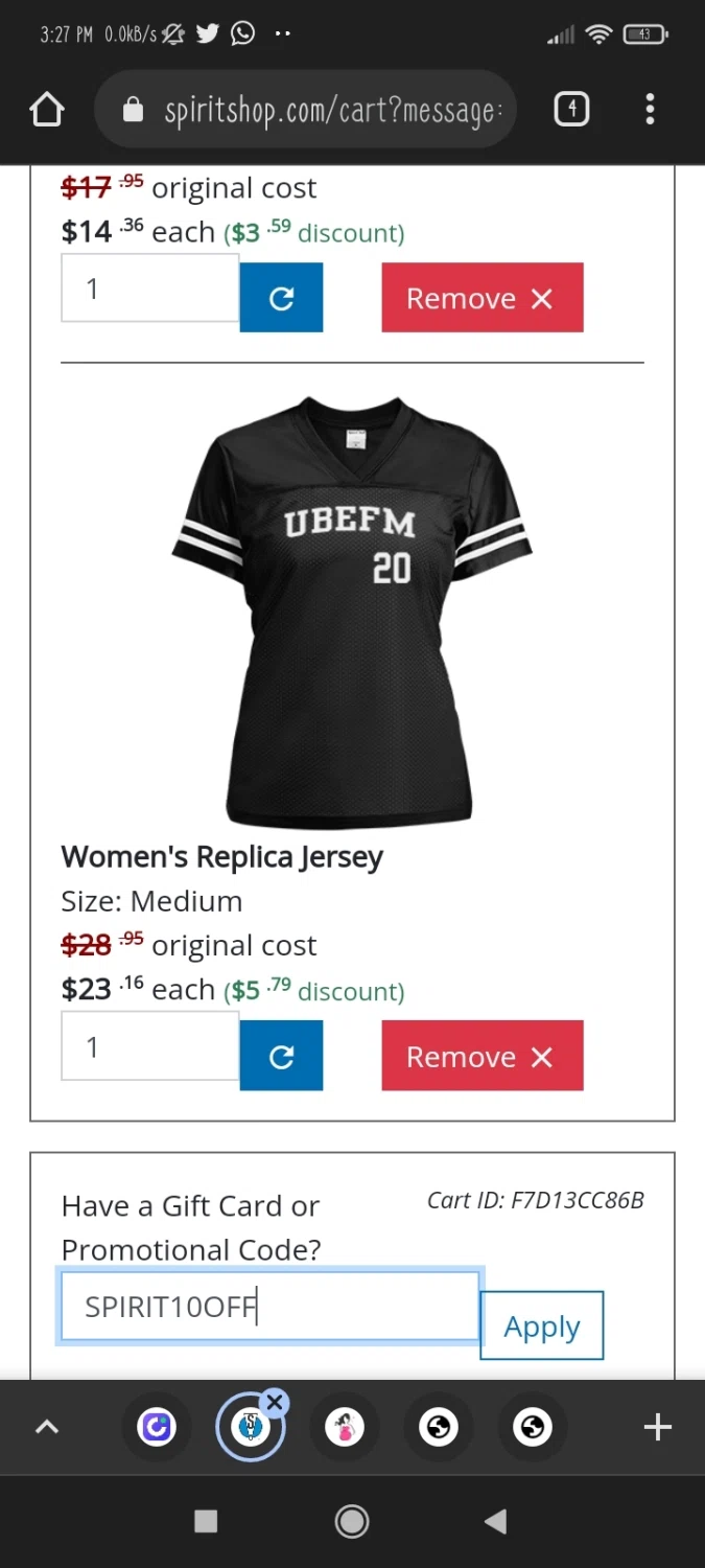 SpiritShop checkout page showing SpiritShop discount code box | Screenshot taken by SimplyCodes community member on Apr 12, 2022