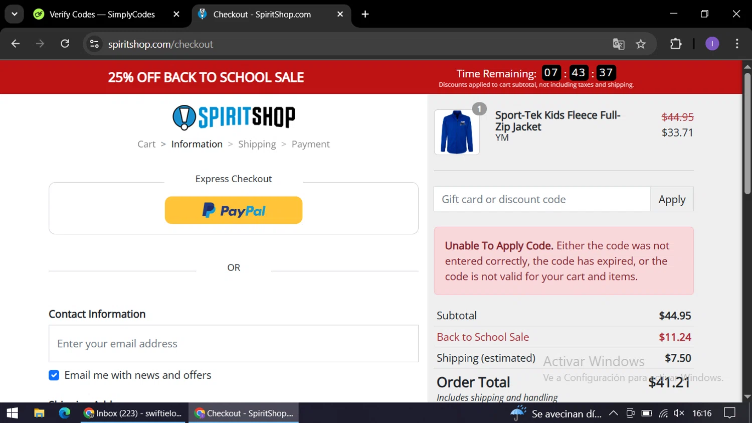 SpiritShop discount code screenshot showing code SUMMER10 applied at SpiritShop checkout page. Uploaded by SimplyCodes community member AGP44456545 on Aug 13, 2025