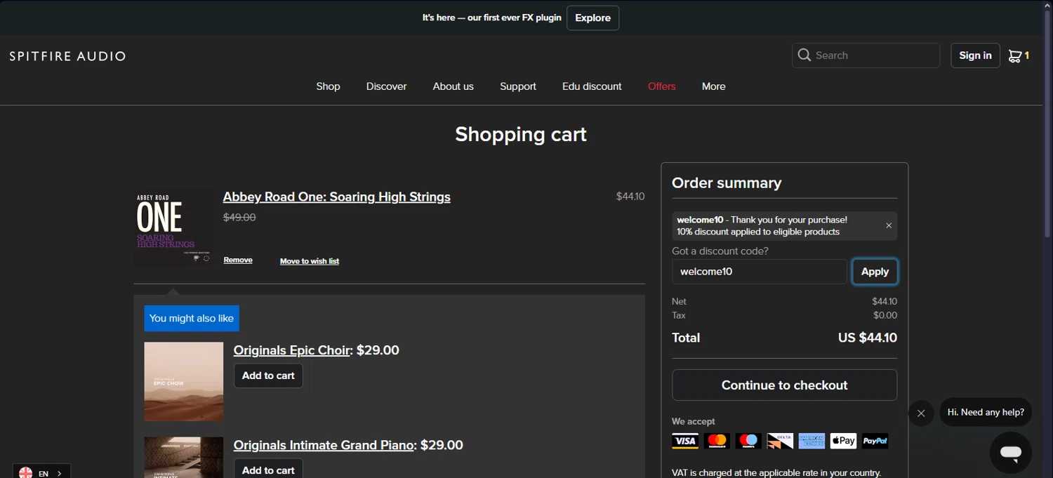 how to use Spitfire Audio coupons