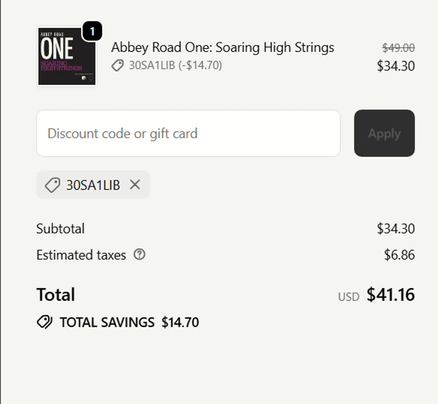 Spitfire Audio checkout page showing Spitfire Audio discount code box | Screenshot taken by SimplyCodes community member on Nov 18, 2025