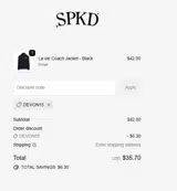 DEVON15 coupon verification screenshot