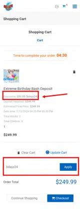 Splash Dayz coupon verification screenshot